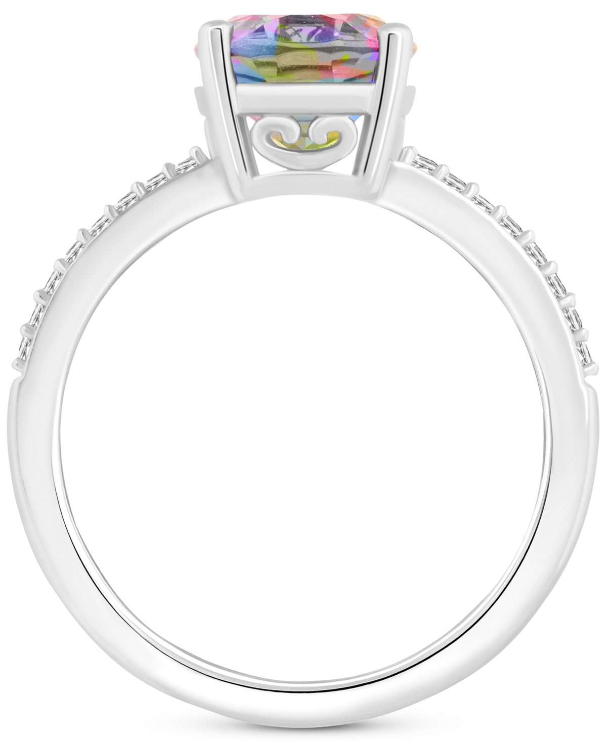 (3-5/8 ct. t.w.) & Diamond (1/10 ct. t.w.) Oval Solitaire Ring in Sterling Silver (Also in Pink Topaz) - Mystic Topaz