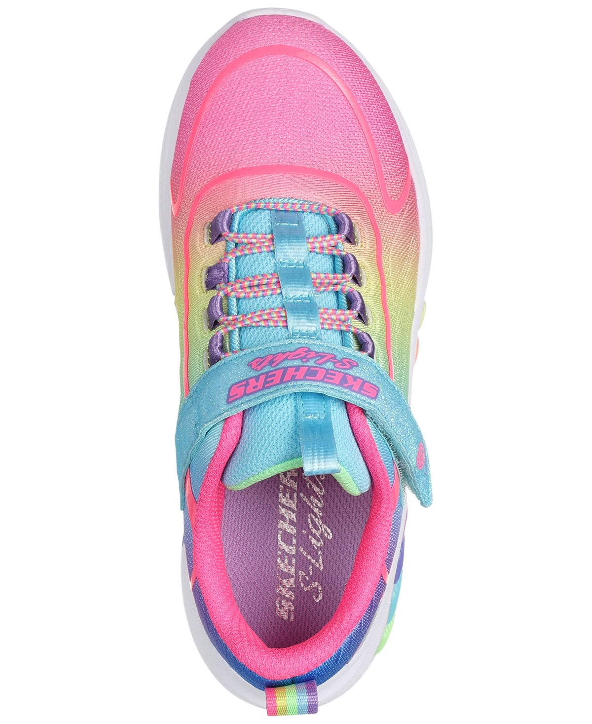 Skechers Little Girls Rainbow Cruisers Light-up Fastening Strap Casual Sneakers From Finish Line In Multi
