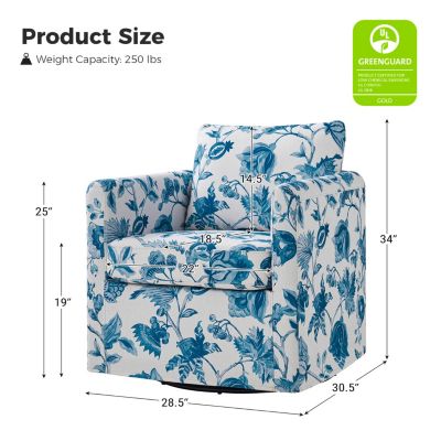 Modern Fabian Slipcovered Swivel Chair with Removable Slipcover