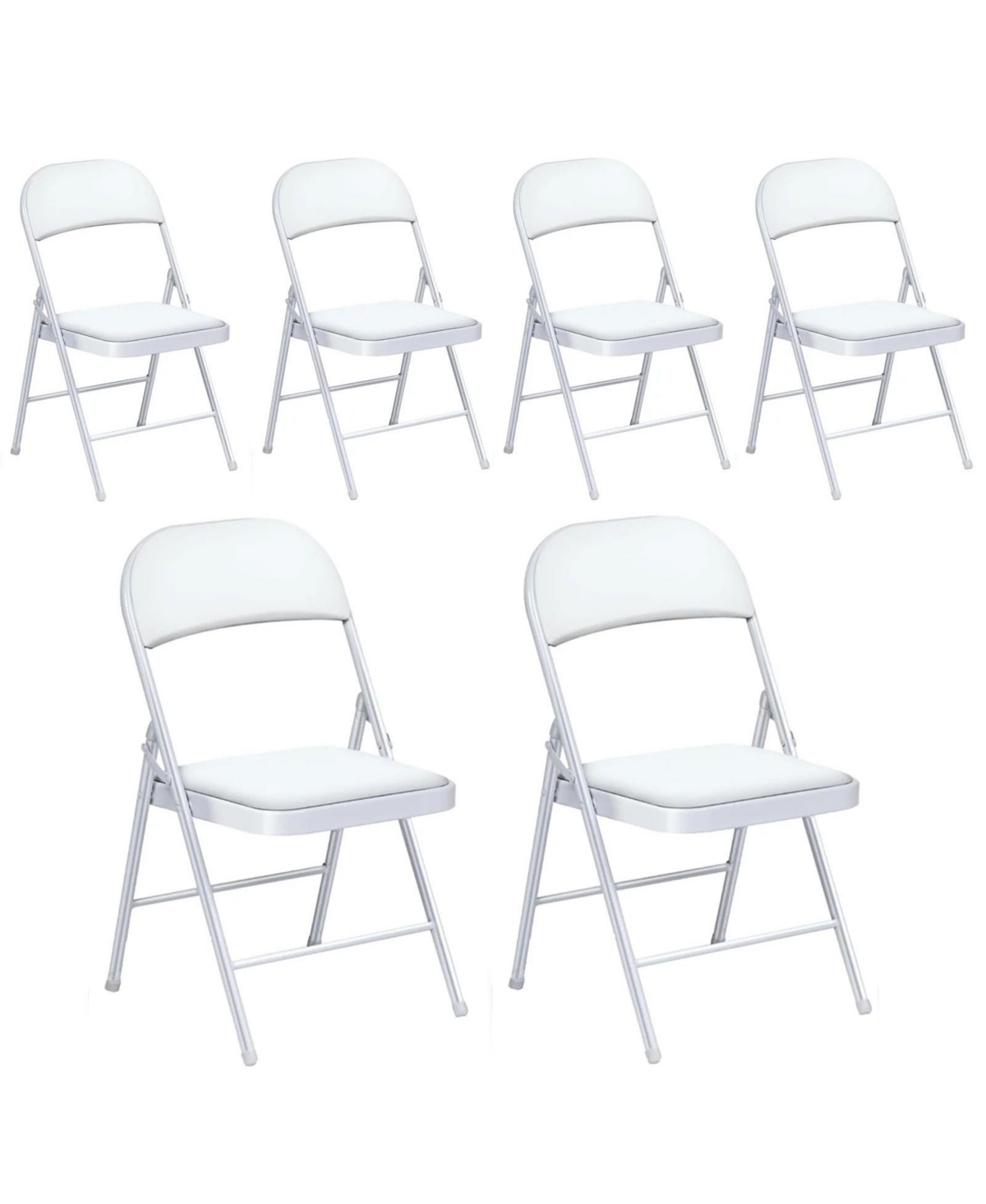 6-Pack Folding Chair Set with Vinyl Padded Seat for Outdoor & Indoor - White