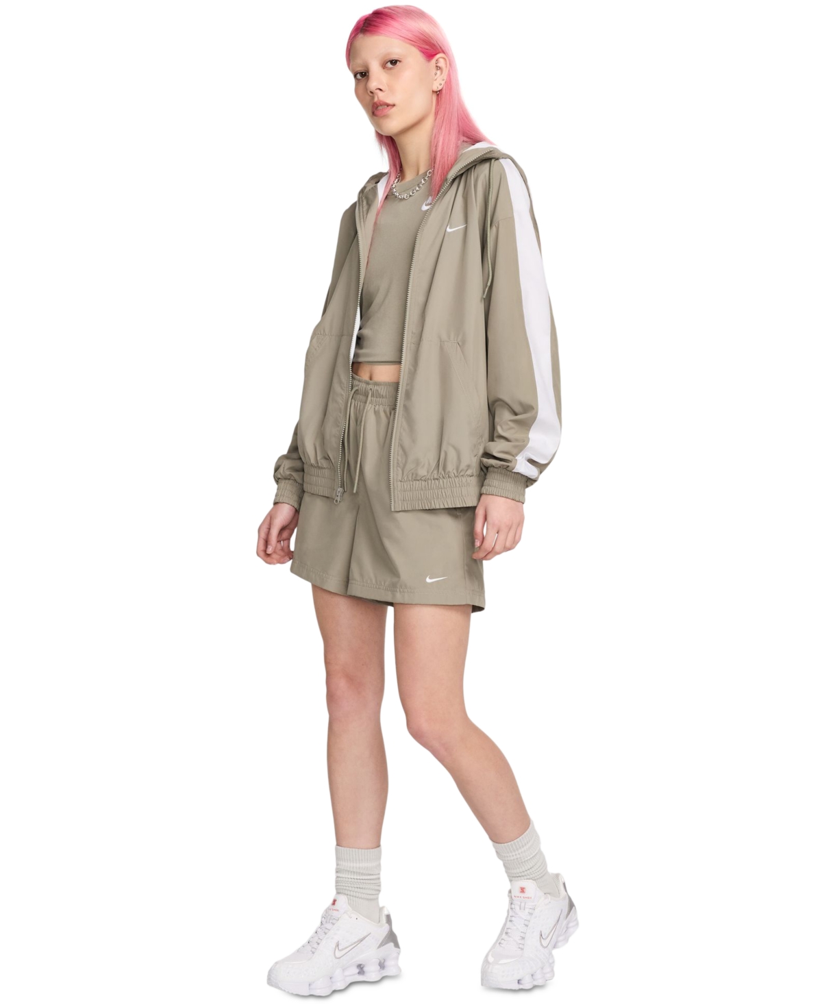 Nike Women's Sportswear Classic Zip-Front Hooded Jacket -white