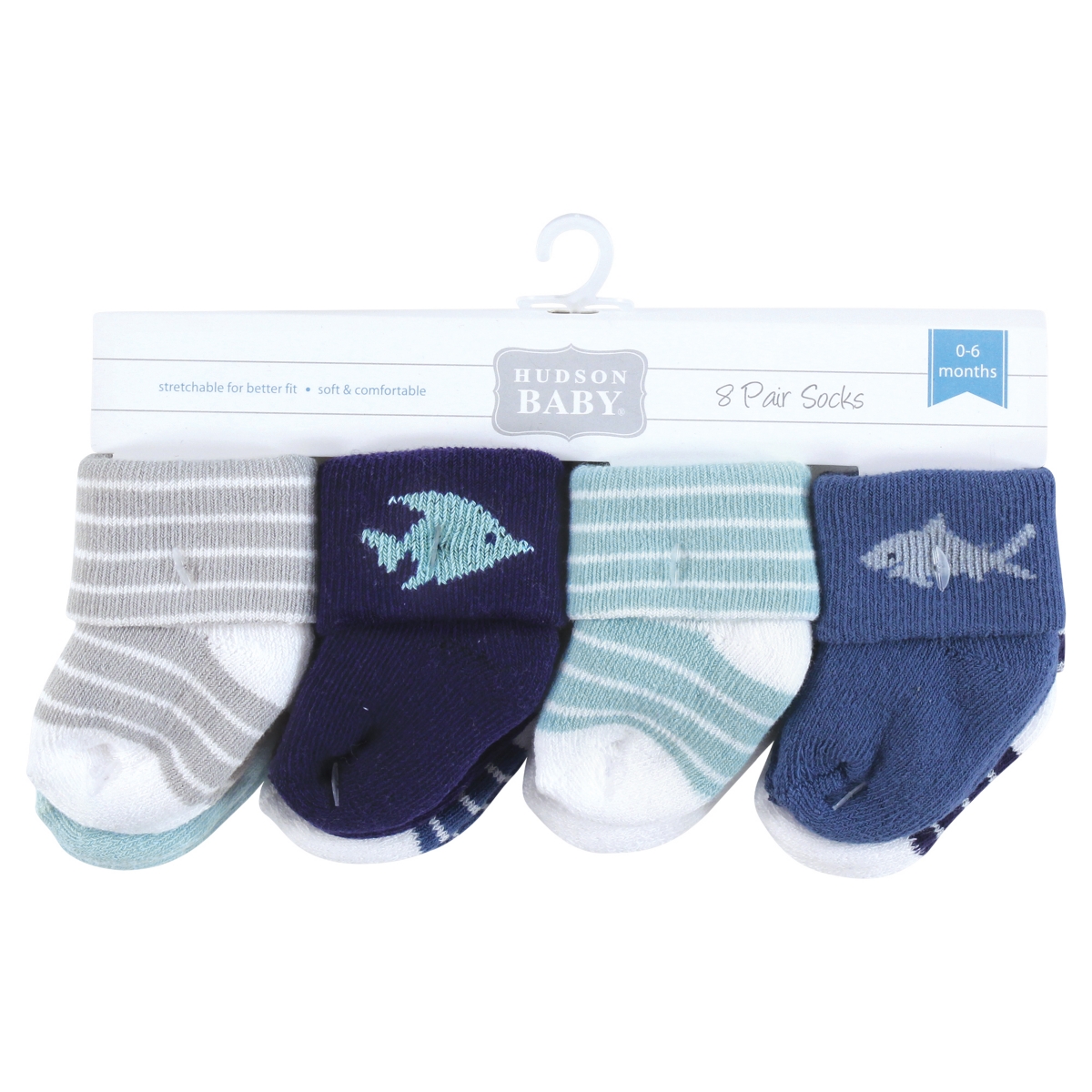 Hudson Baby Boys Comfort 8-Pack Terry Socks