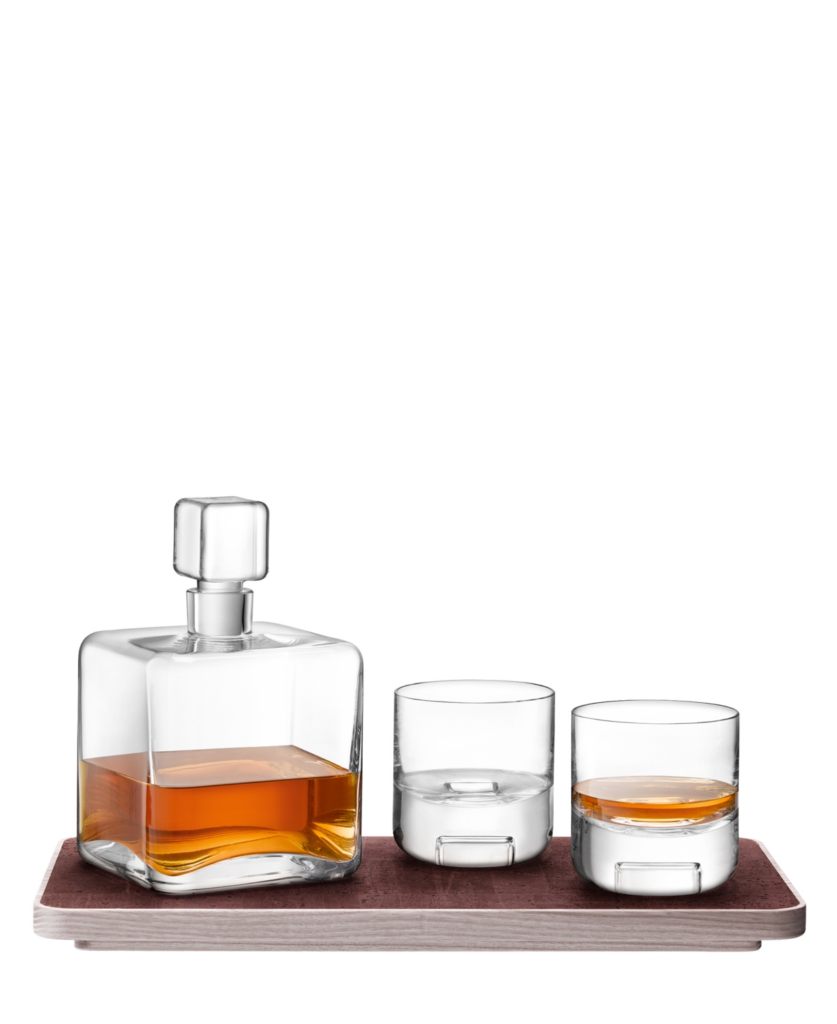 Lsa International Cask Whisky Connoisseur Set With Cork Tray, 34oz In Clear Glass And Cork And Ash Tray
