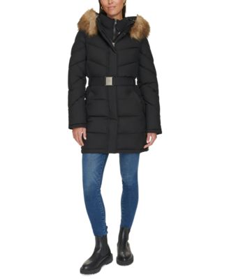 Women's Faux-Fur-Trim Hooded Puffer Coat