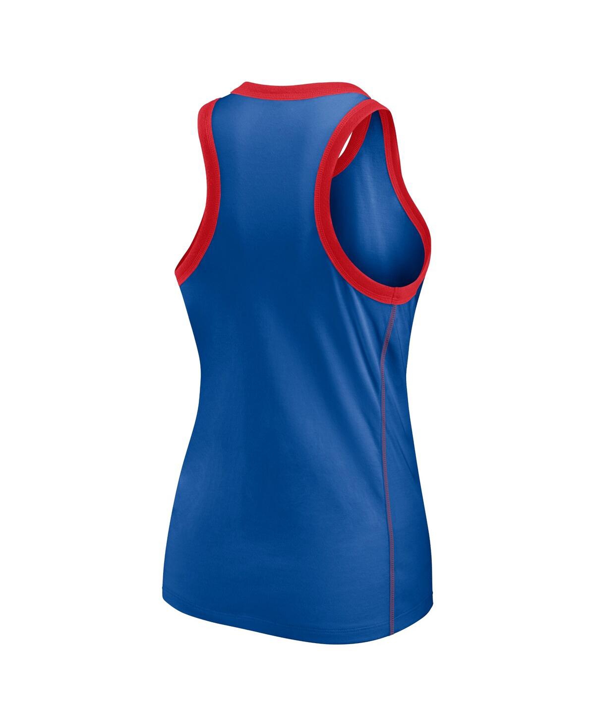 Fanatics Women'sChicago Cubs Tailsweep Fashion Racerback Rhinestone Tank Top - Royal, Red