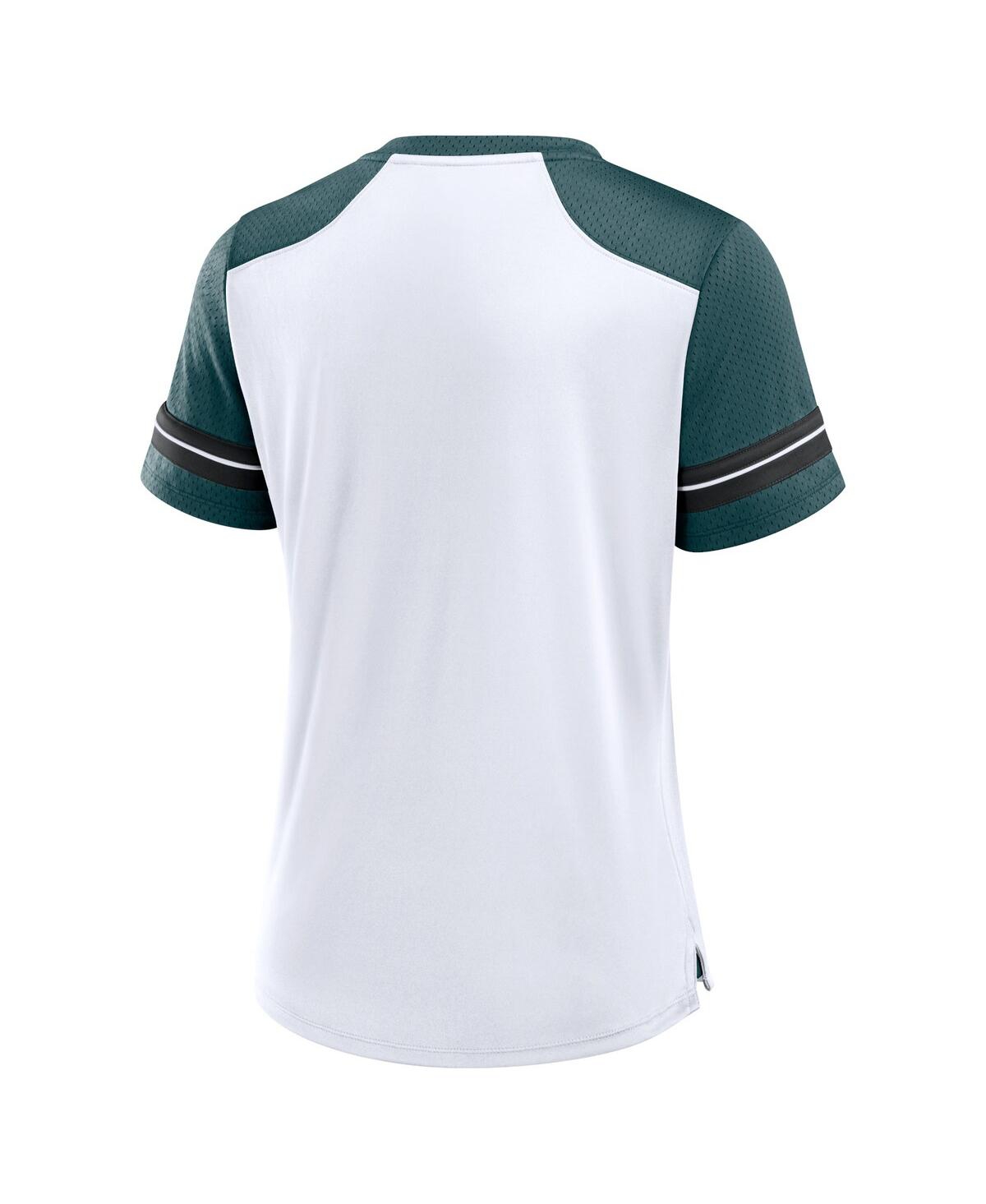 Fanatics Women'sMidnight Green Philadelphia Eagles Foiled Primary Lace-Up T-Shirt - White, Green