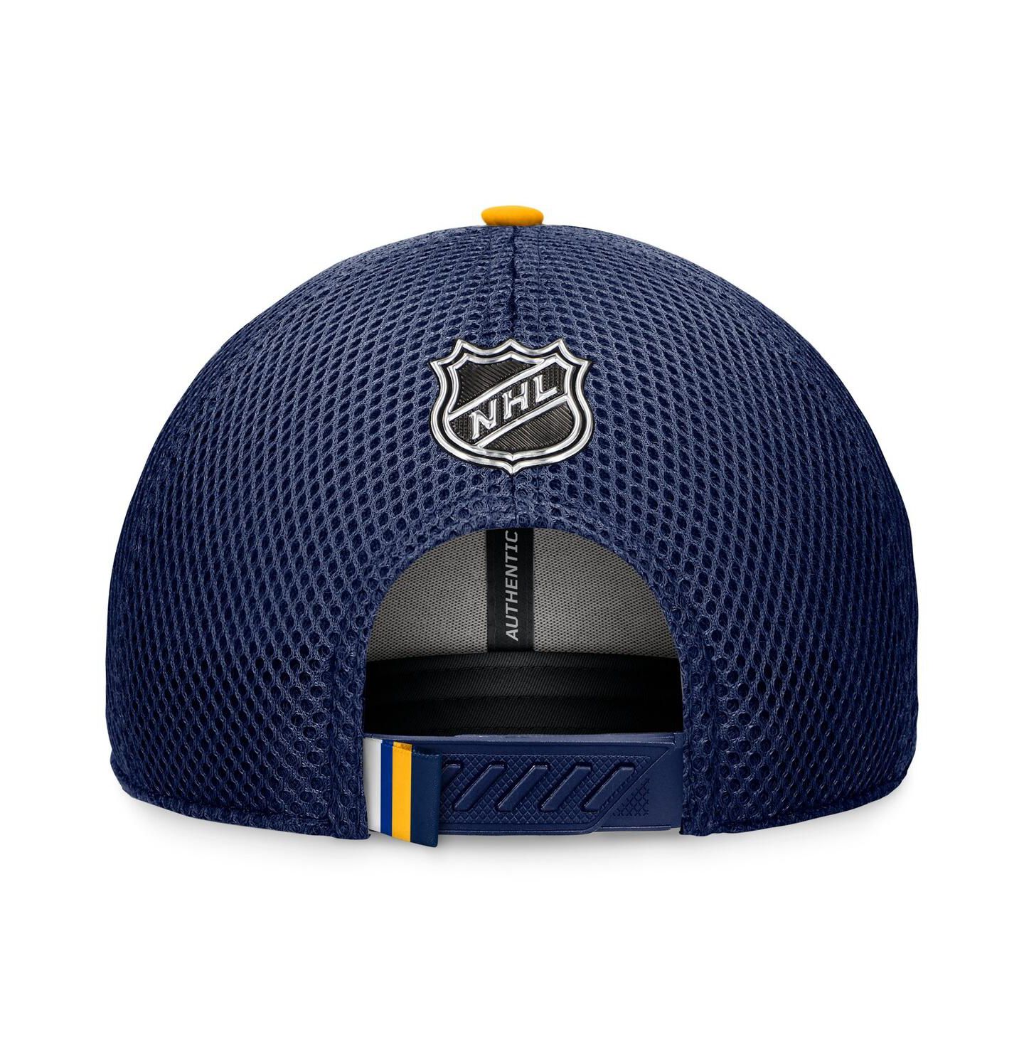Мужская кепка Fanatics Navy St. Louis Blues 2024 NHL Draft on Stage Trucker Adjustable Hat — фото 4
