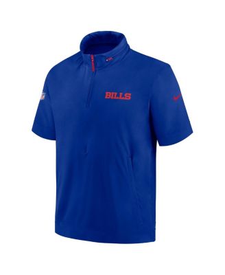 Men's Royal Buffalo Bills 2024 Sideline Coach Short Sleeve Half-Zip Hoodie Jacket