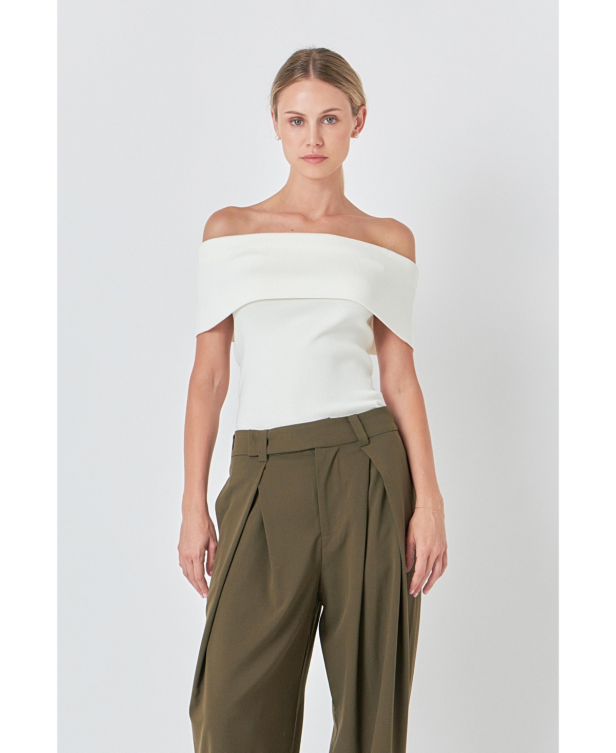 endless rose Women's Knit Off Shoulder Knit Top