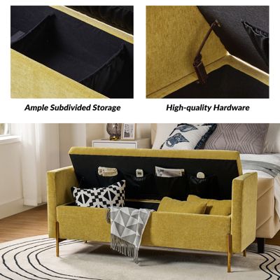 Angelus Modern Upholstered Flip Top Storage Bench with Throw Pillow