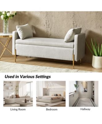 Angelus Modern Upholstered Flip Top Storage Bench with Throw Pillow