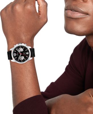 Men's Quartz Black Silicone Watch 46mm