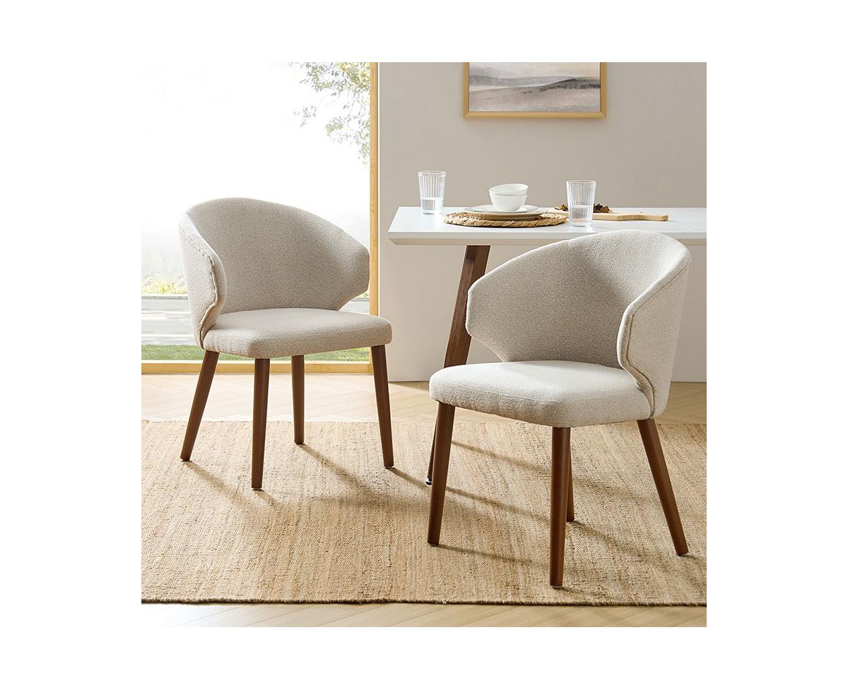 Hulala Home Nina Mid-Century Modern Dining Chair with Solid Wooden Legs,Set of 2 - Navy