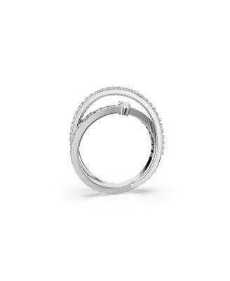 Mixed Cuts, White, Rhodium Plated Hyperbola Ring
