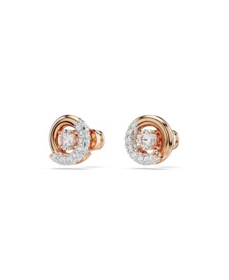 Round Cut, White, Rose Gold-Tone Plated Dextera Stud Earrings