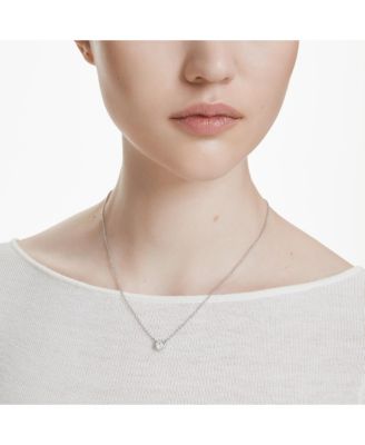 Imber Pendant, Round Cut, White, Rhodium Plated Necklace