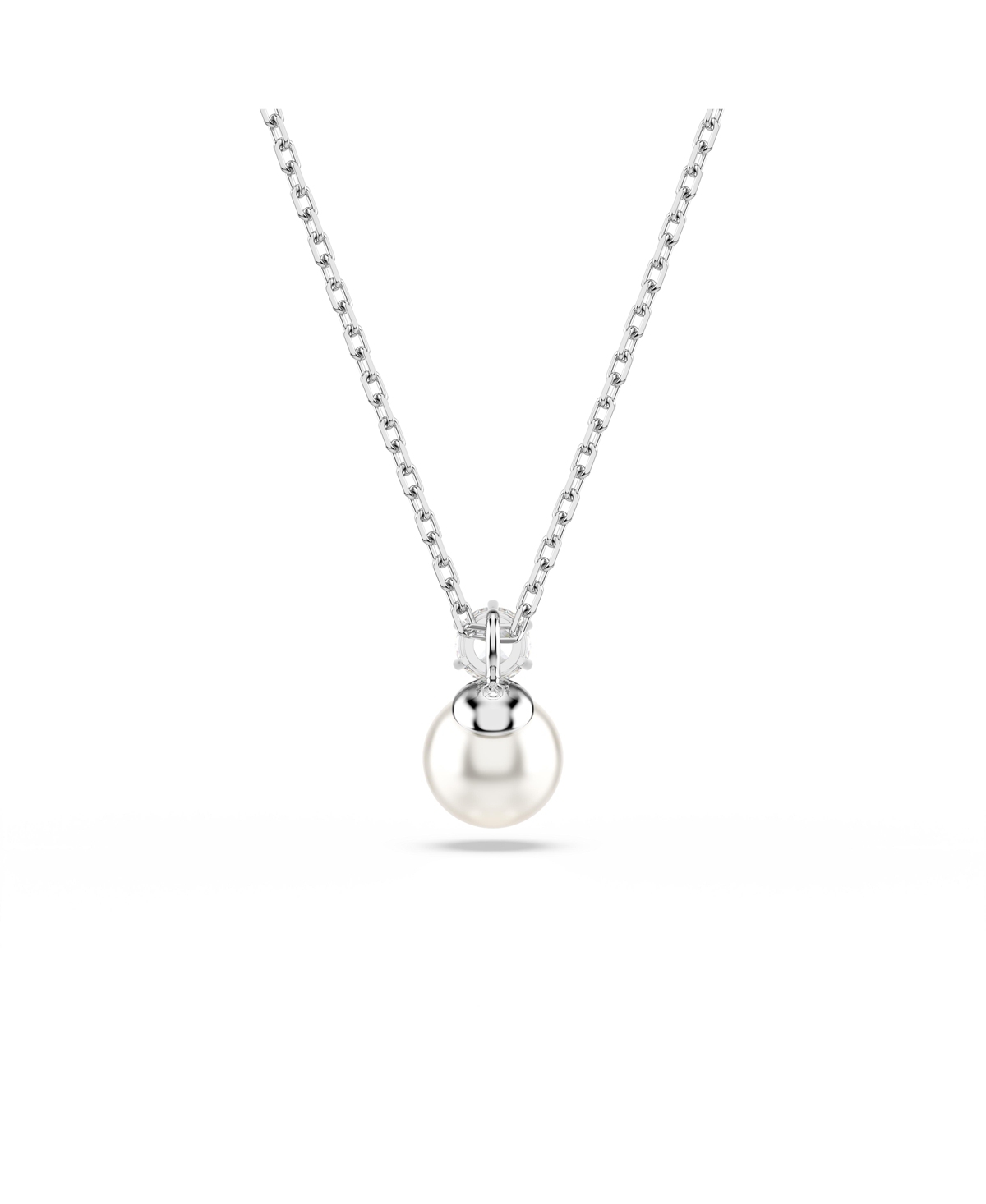 Swarovski Matrix Pendant, Crystal Pearl, Round Cut, White, Rhodium Plated Necklace In Silver
