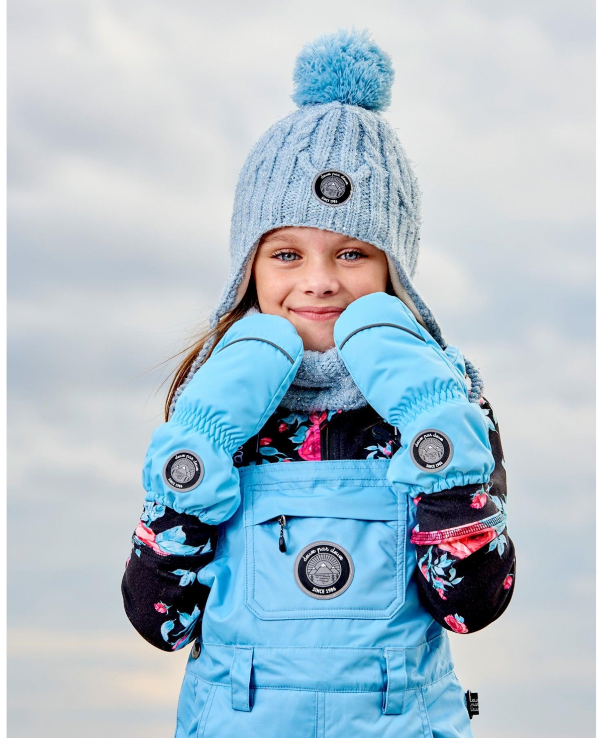 Deux par Deux Baby Baby Unisex Solid Mittens- Air blue
