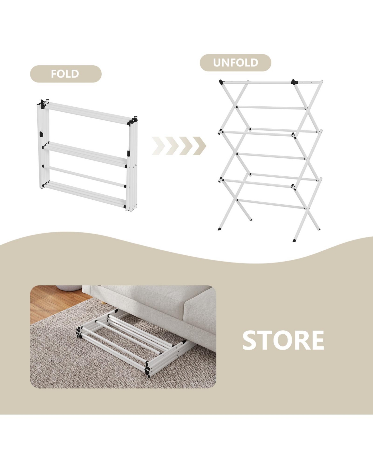 Givimo White Folding Metal Drying Rack