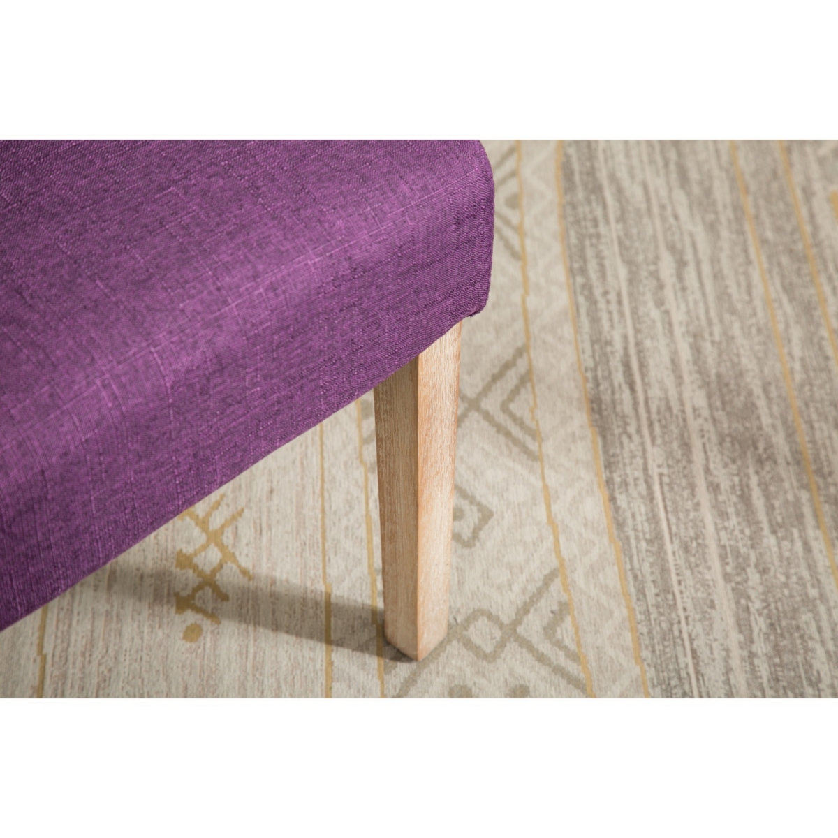 Simplie Fun Solid Wood Tufted Parsons Dining Chair, Set of 2, Purple