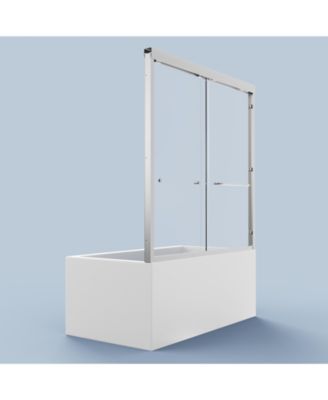 Luxurious Semi-Frameless Bathtub Door Adjusts 56-60", Easy Access, Water-Resistant