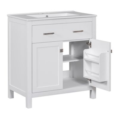 30" x 18.3" x 33.59". Elegant 30-inch Modern Bathroom Vanity with Ample Storage