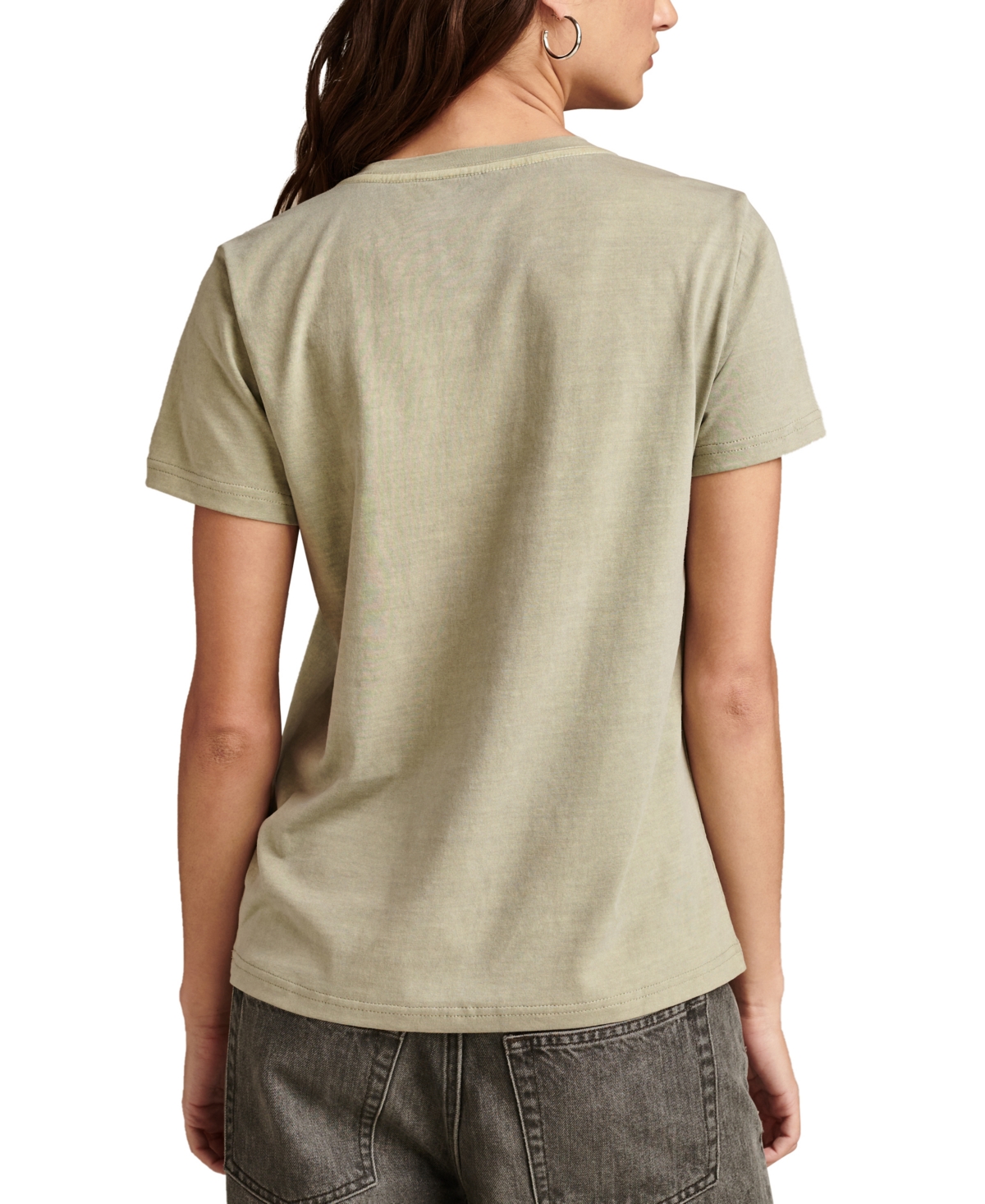 Lucky Brand Women's Cotton Embellished Floral Graphic T-Shirt