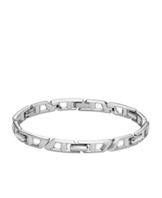 Mens D Logo Sterling Silver Link Bracelet