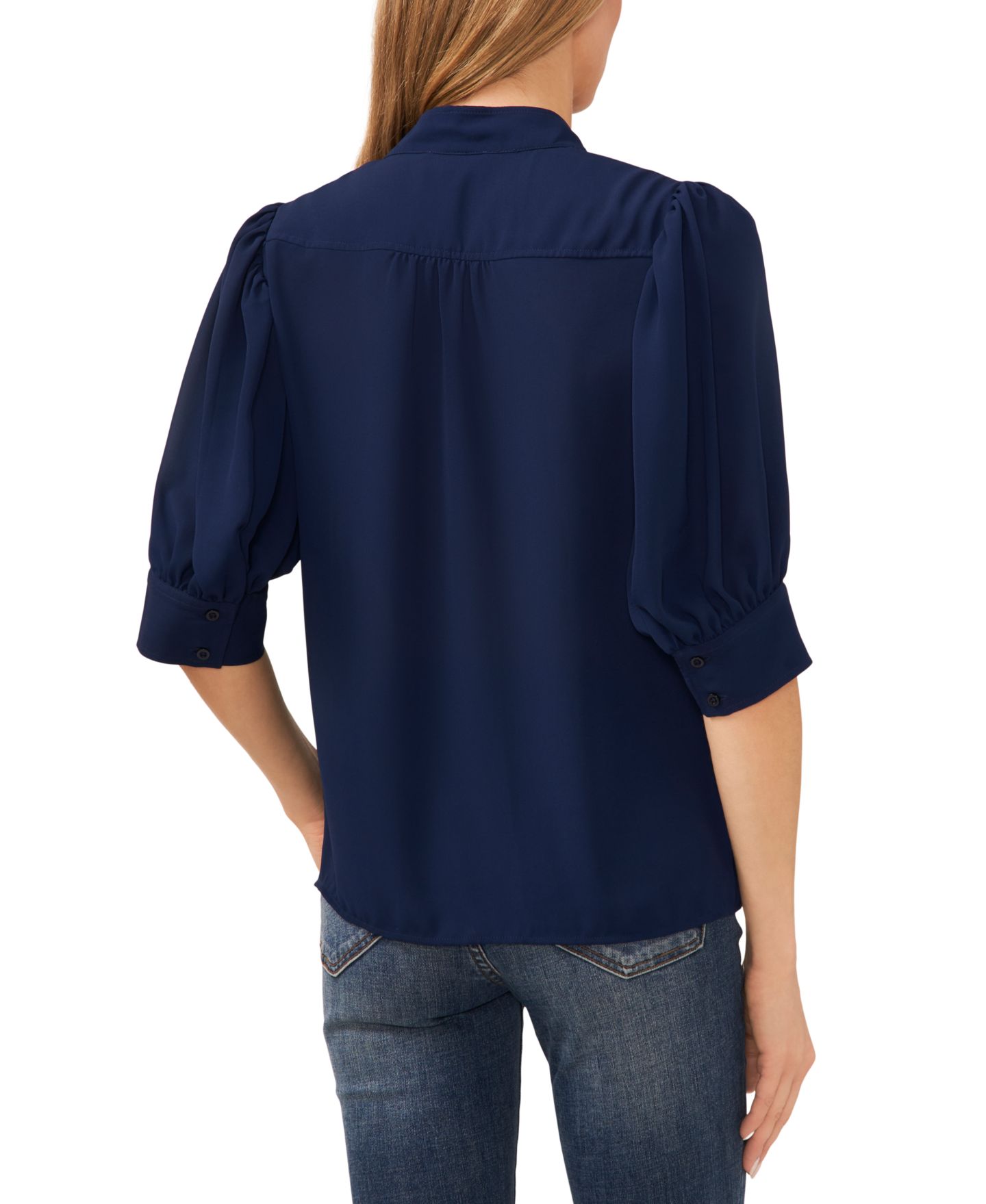 Женский топ CeCe 3/4-Sleeve Collared Button-Down Top, цвет: Тёмно-синий — фото 3
