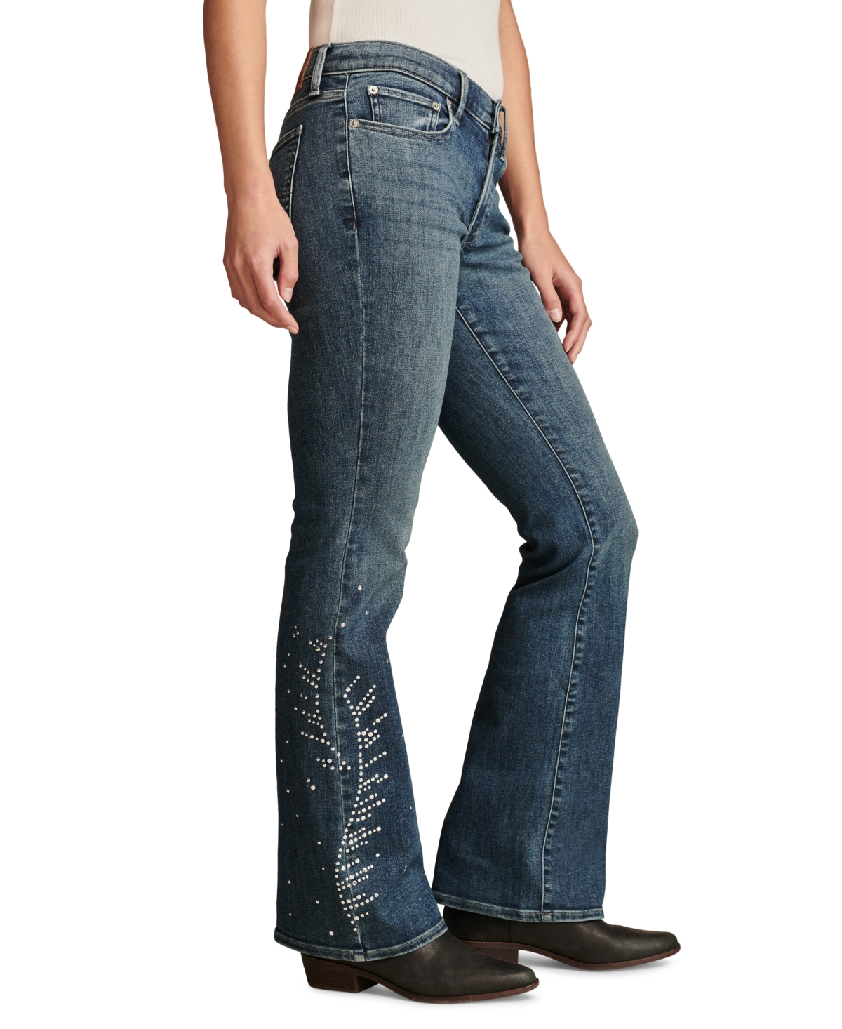 Lucky Brand Women's Mid Rise Embellished Sweet Flare Jeans