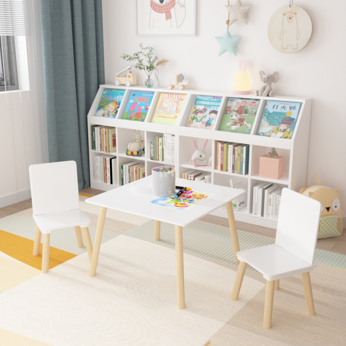 Streamdale Furniture Sturdy Kids Table and Chairs Set - White