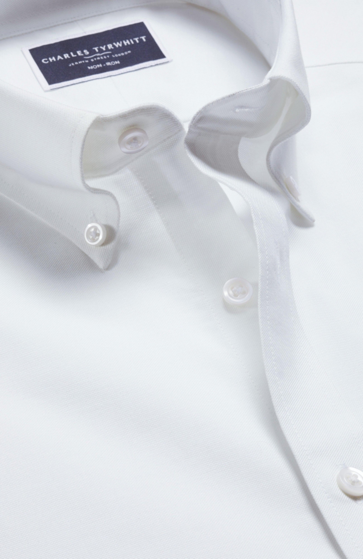 Men's Slim Fit Button-Down Collar Non-Iron Stretch Oxford Shirt - White