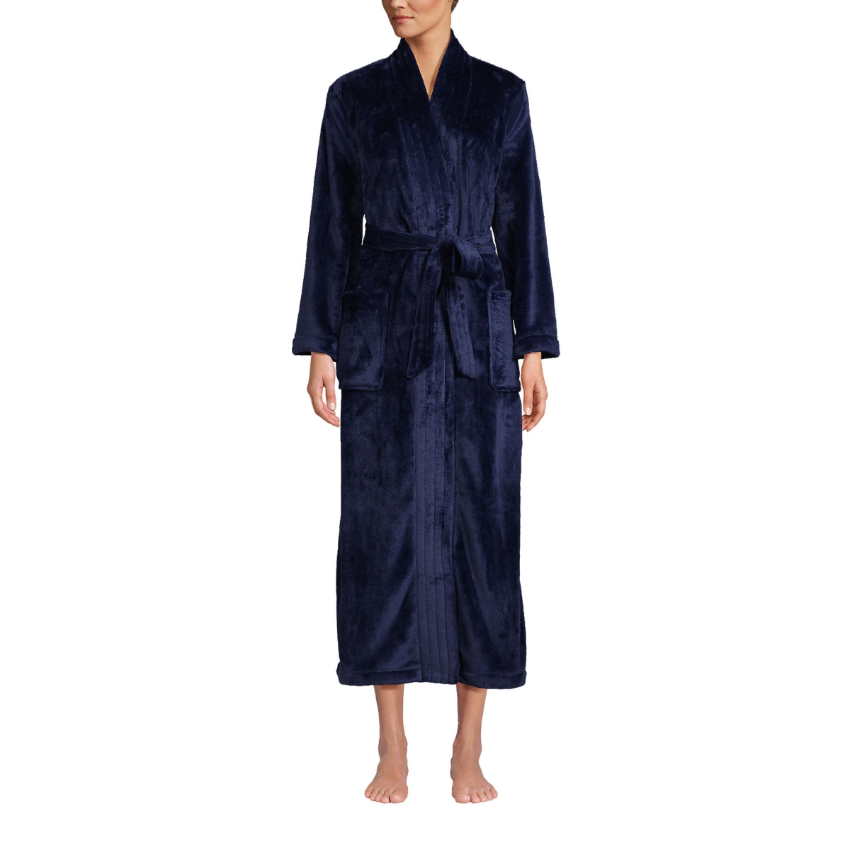 Women's Cozy Plush Long Wrap Robe - Ivory