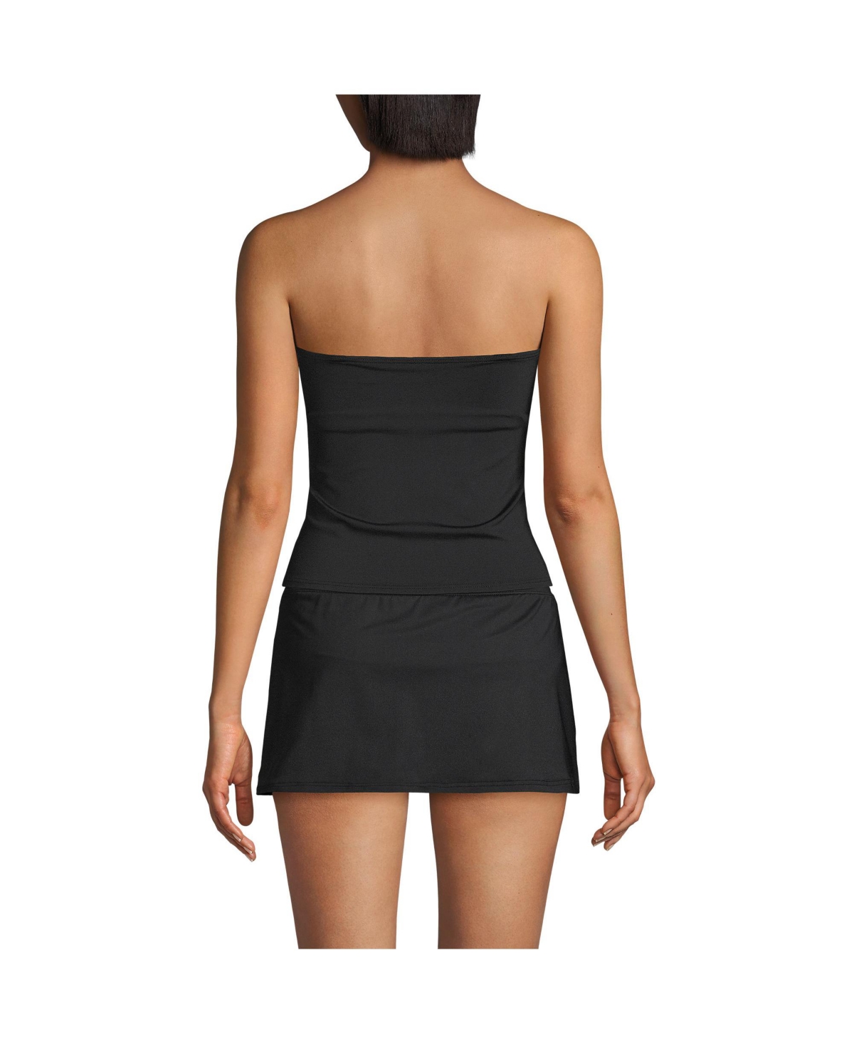 Petite Bandeau Tankini Swimsuit Top - Black