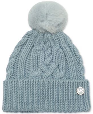 Soft Knit Tangled Aran Cuff Pom Beanie