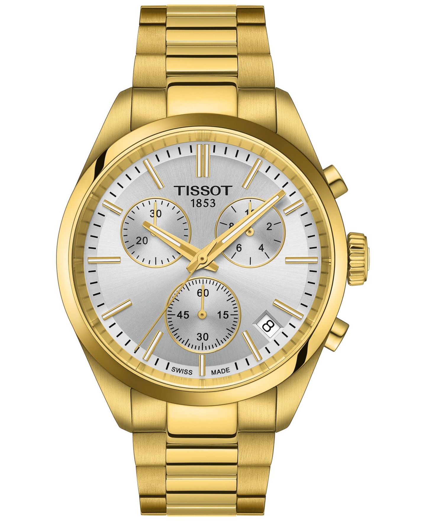 Мужские часы Tissot Swiss Chronograph PR 100 Gold-Tone Stainless Steel Bracelet Watch 40mm — фото 1