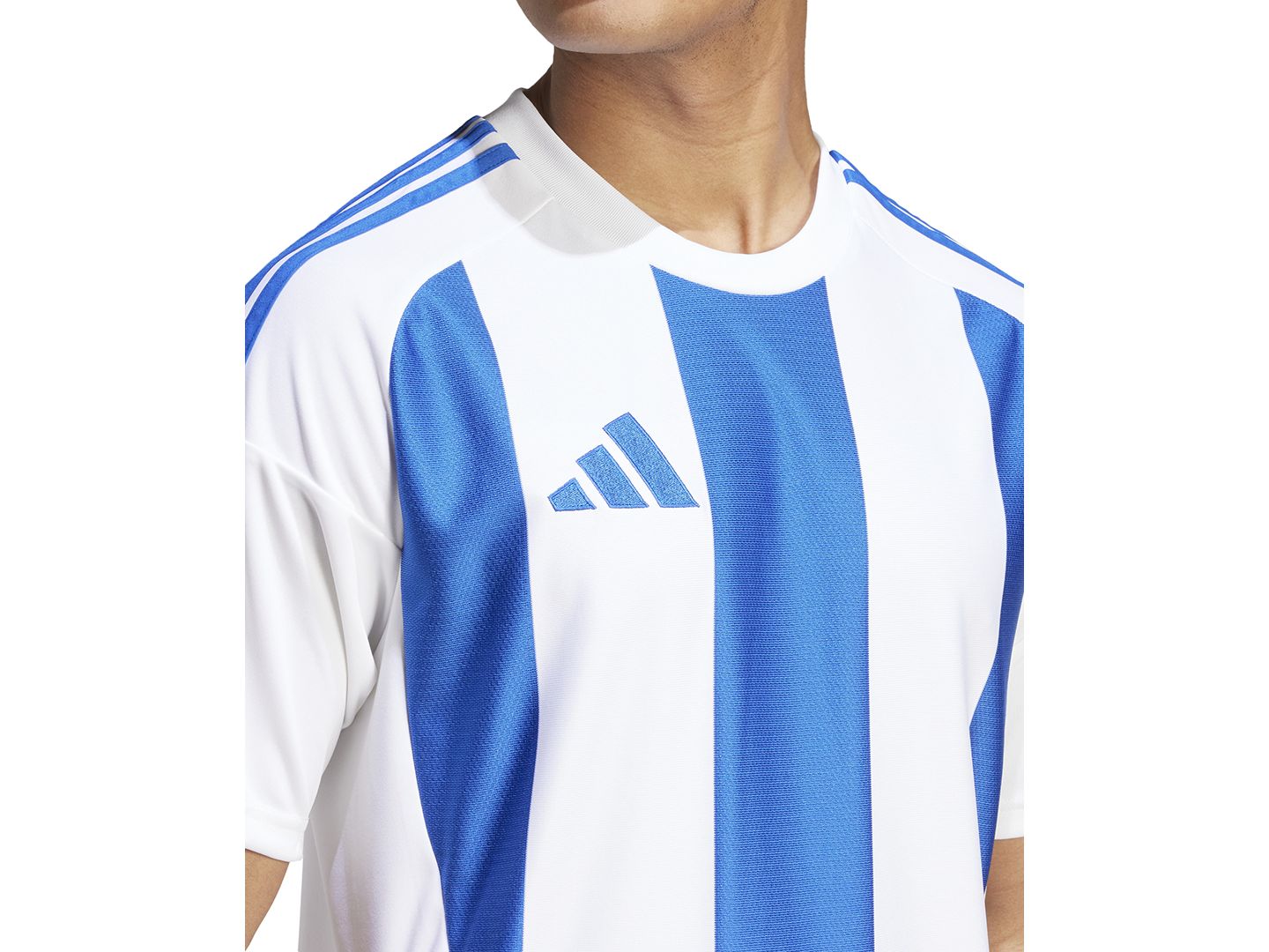Мужская футболка adidas Stripe Logo Jersey T-Shirt, цвет: Белый / Королевский синий — фото 3