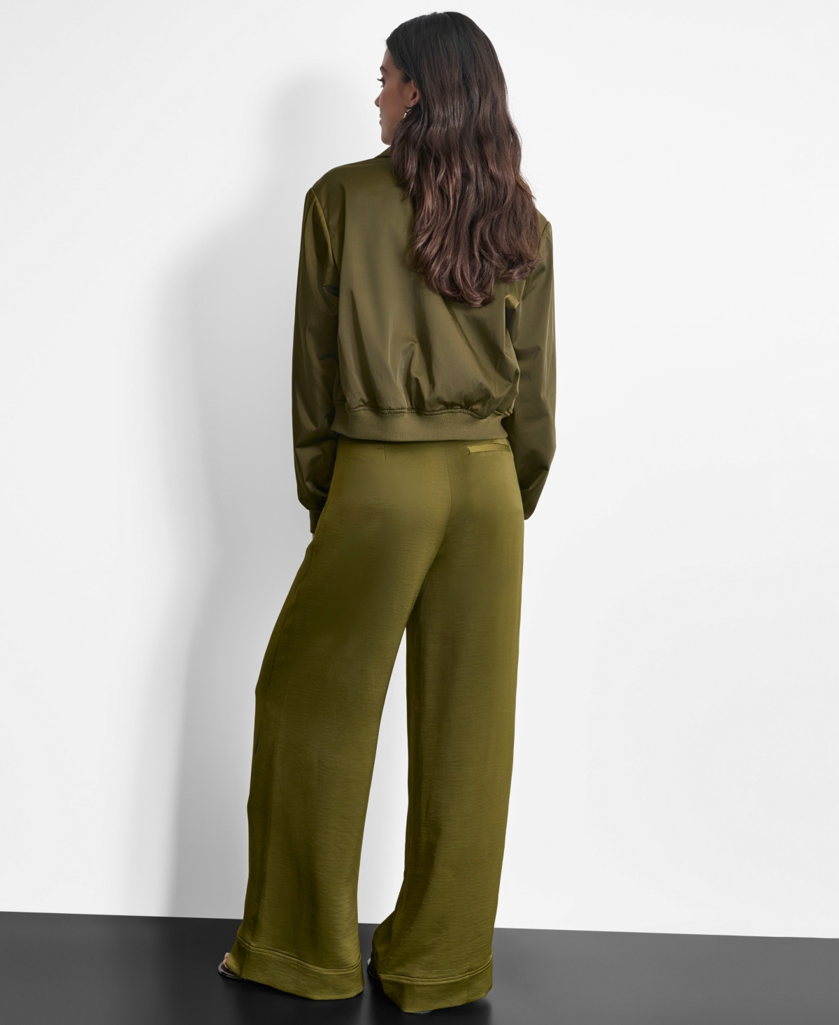 Dkny Women's Shine Sateen Cropped Bomber Jacket