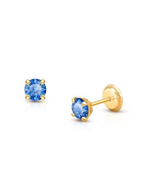 Tiny Blessings Childrens 14K Gold 4mm Crystal Birthstone Studs Girls Screw Back Earrings - September 139$