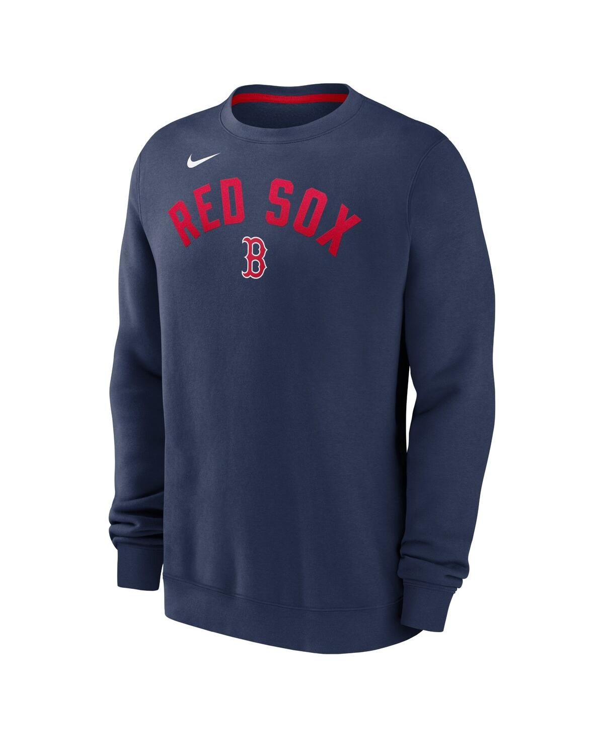 Nike Men'sBoston Red Sox Classic Fleece Performance Pullover Sweatshirt - Navy, Red