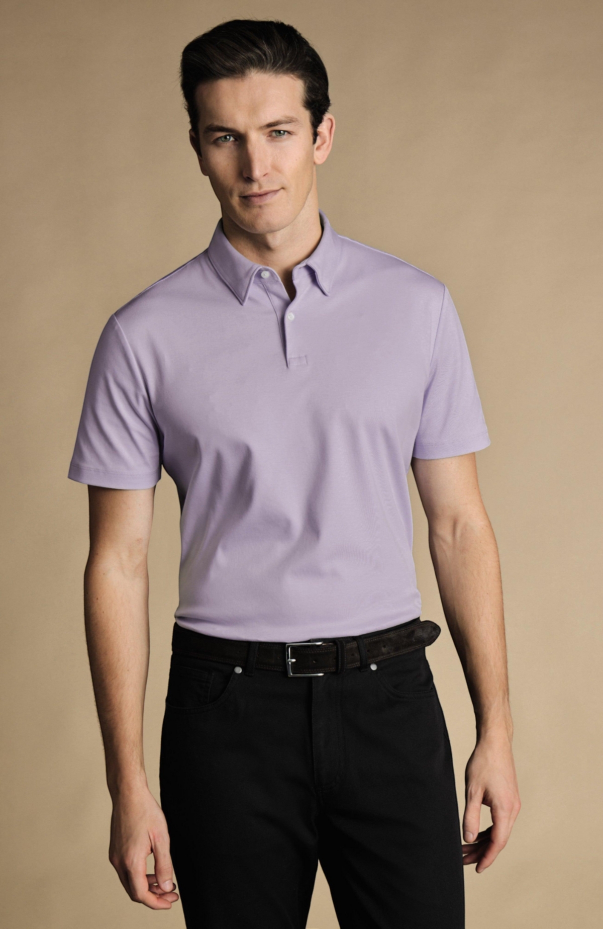 Plain Short Sleeve Jersey Polo - French blue