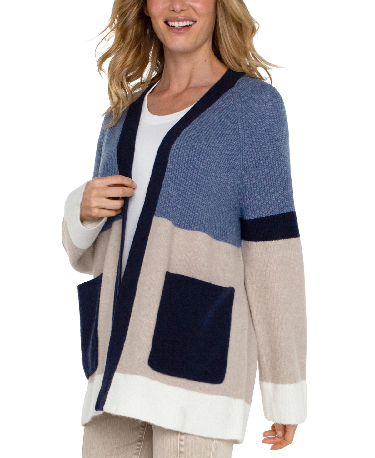 Liverpool Los Angeles Women's Colorblocked Cardigan Sweater