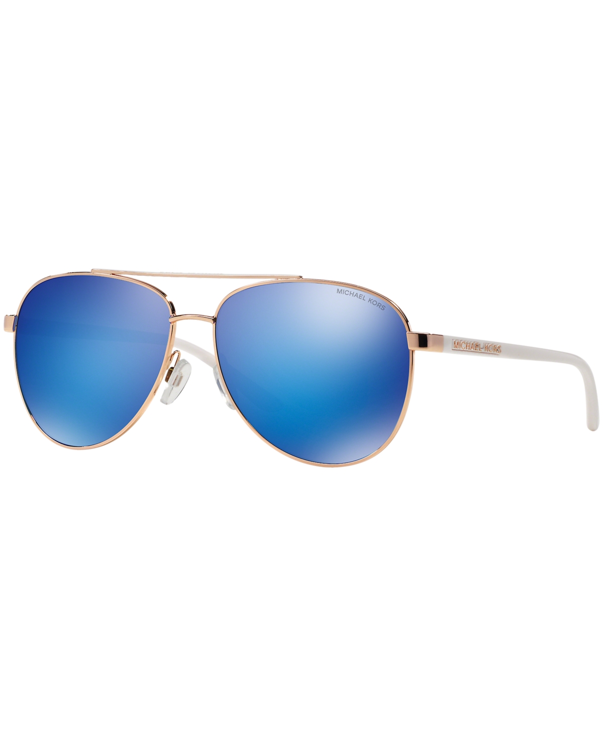 Shop Michael Kors Hvar Sunglasses, Mk5007 In Rose Gold,blue Mirror