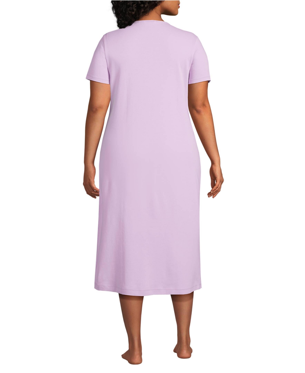 Lands' End Plus Size Cotton Short Sleeve Midcalf Nightgown