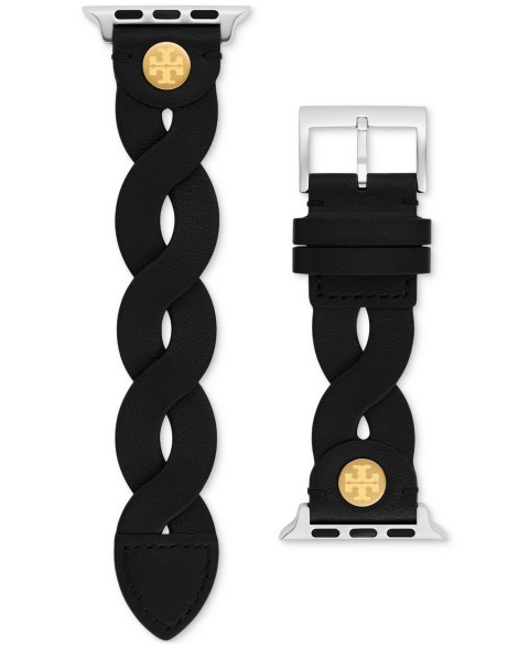 Tory Burch Women's Black Braided Leather Band for Apple Watch&reg; 38-45mm