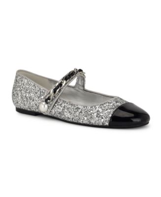 Nine west silver flats on sale