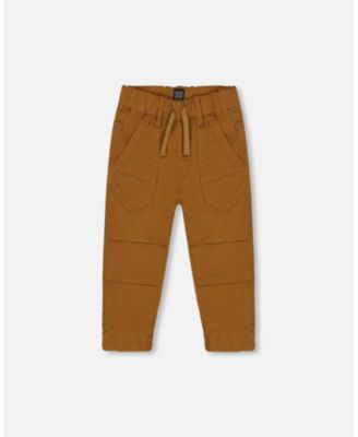 Deux Par Deux Stretch Twill Jogger Pant with Pleated Knee - Caramel Brown Deux Par Deux Stretch Twill Jogger Pant with Pleated Knee - Caramel Brown