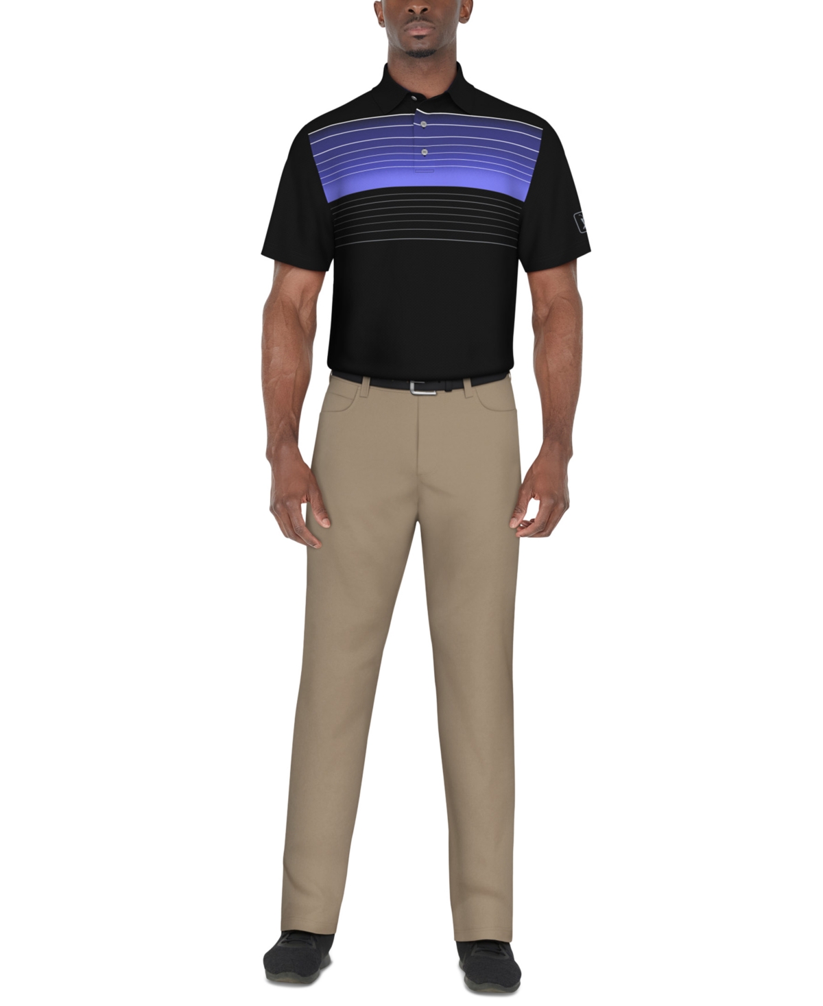 Pga Tour Men's Fine Line Chest Stripe Energy Polo Shirt