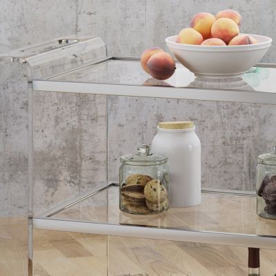 37.25" Acrylic, Tempered Glass 2 Shelves, Mobile Frame, Elegant Design Serving Cart