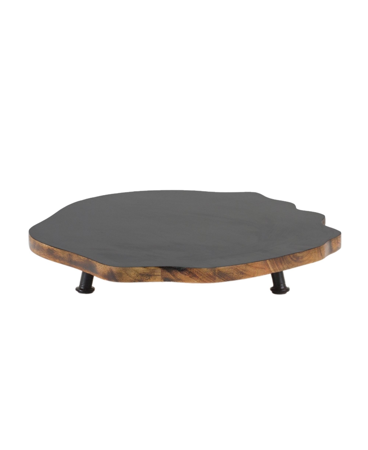Slickblue Tree Disc Pedestal Tray Set - Natural and Functional Home Decor - Black and brown